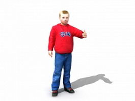 Boy with thumbs up 3d model preview