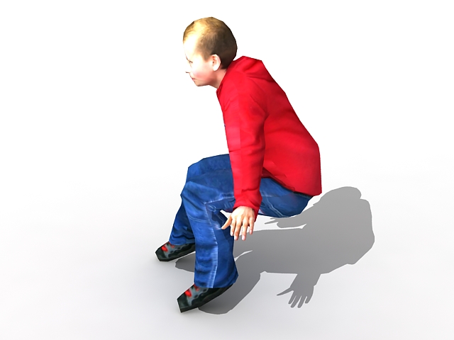 White teenage boy sitting 3d rendering