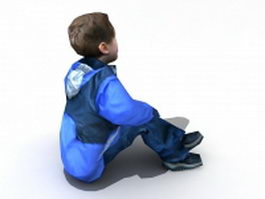 Boy sitting on floor 3d model preview