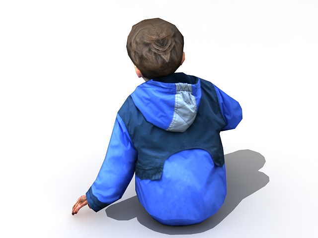 Boy sitting on floor 3d rendering