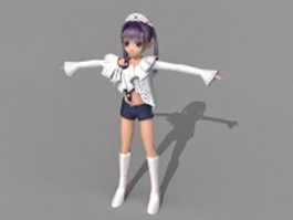 Anime Emo girl 3d model preview