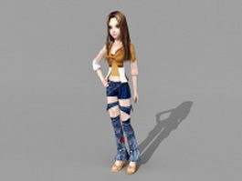 Hot hipster girl 3d model preview