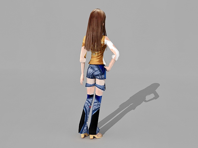 Hot hipster girl 3d rendering