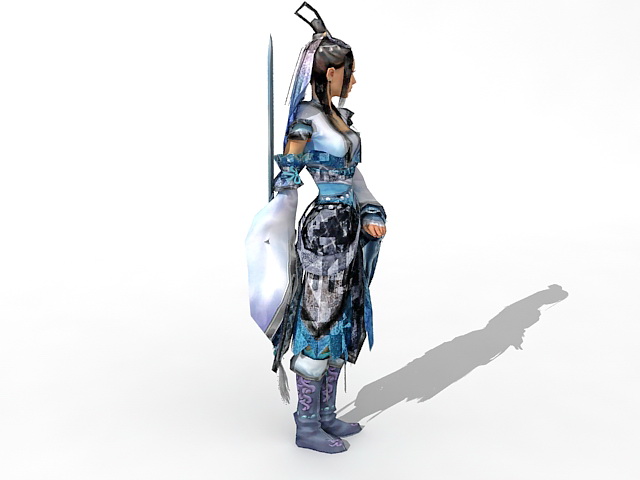 Female sword fighter 3d rendering