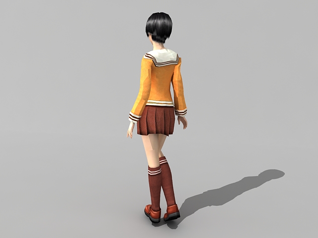 High school girl anime 3d rendering