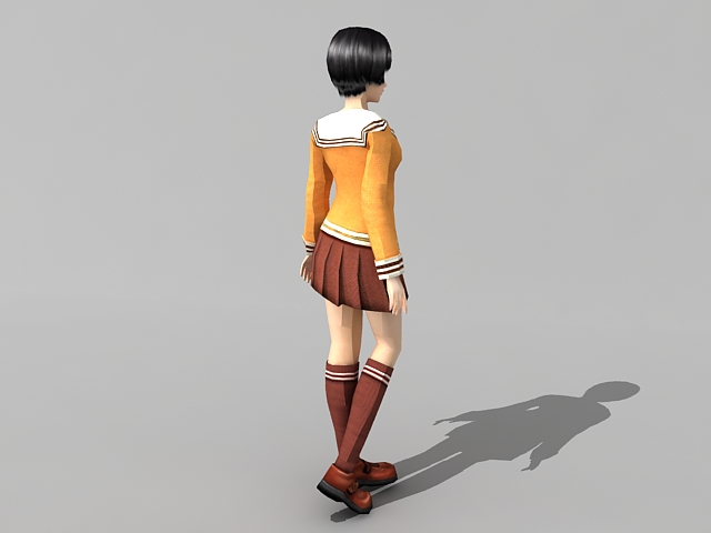 High school girl anime 3d rendering