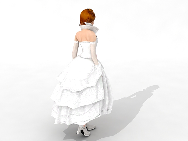 White dress girl 3d rendering