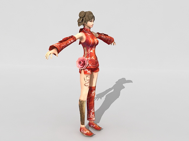 Street fighter girl 3d rendering
