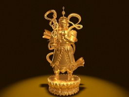 Buddha gold statue 3d model preview