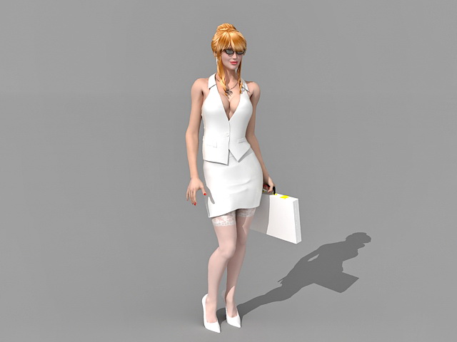Hot sexy secretary 3d rendering