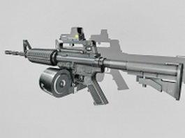 M4A1 with double-drum magazine 3d preview