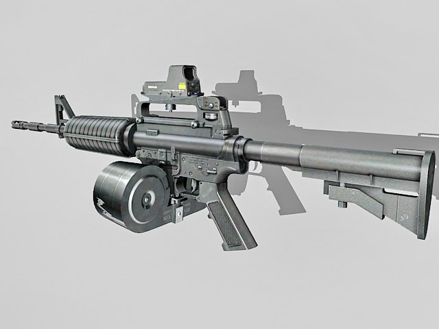 High detailed 3d weapon model of M4A1 full automatic carbine with dou...