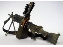 FN Minimi light machine gun 3d model preview