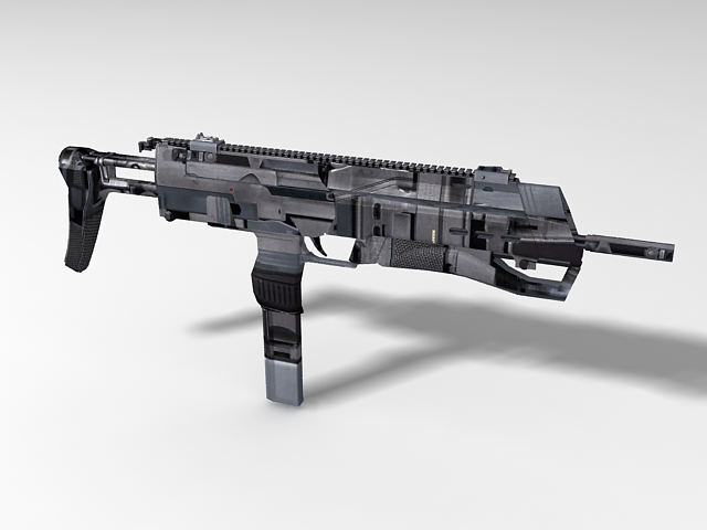 Modern submachine gun 3d rendering