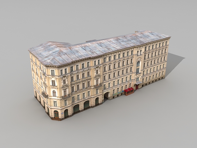 Ostozhenka apartment building 3d rendering
