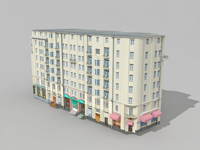 Old apartment building in Moscow 3d rendering