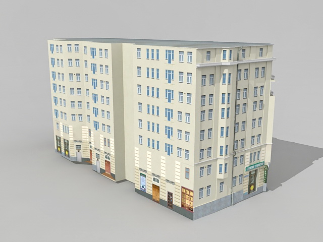 Old apartment building in Moscow 3d rendering