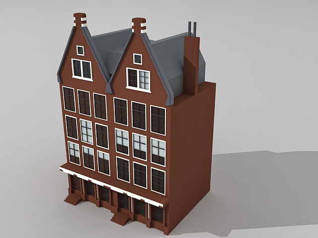 Gothic Victorian style houses 3d rendering