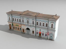 Old Russian commercial district building 3d model preview