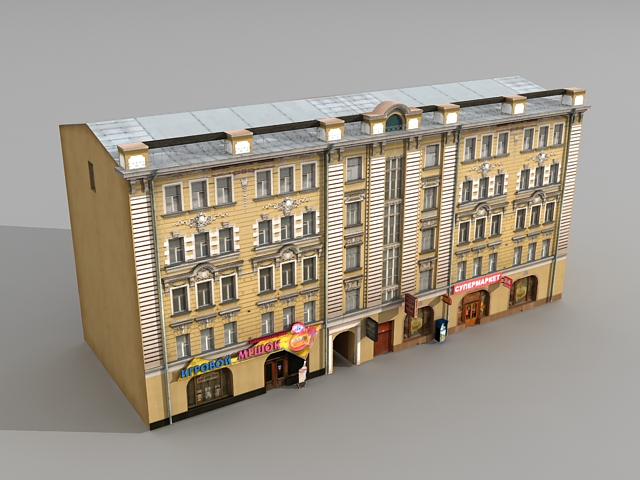 Old Russian street apartment 3d rendering