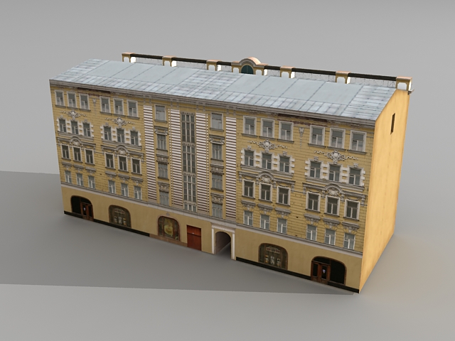 Old Russian street apartment 3d rendering