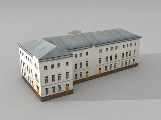 L shaped apartment building 3d rendering