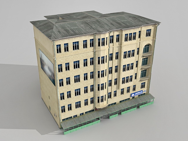Old apartment complex 3d rendering