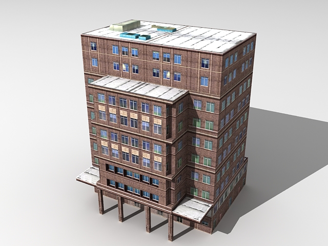 Old apartment block 3d rendering