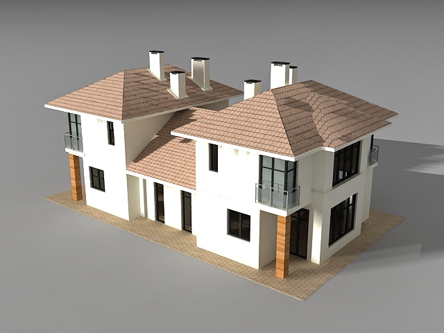 Detached link house 3d rendering