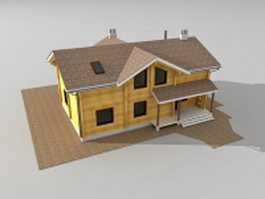 Country wooden house 3d preview