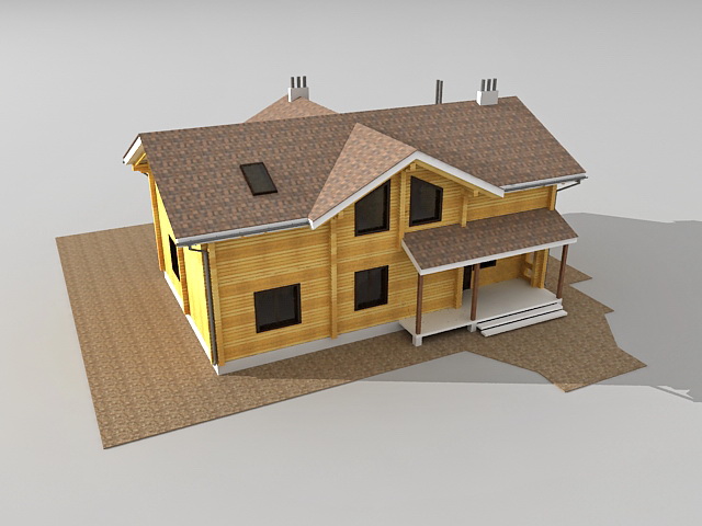 Country wooden house 3d rendering