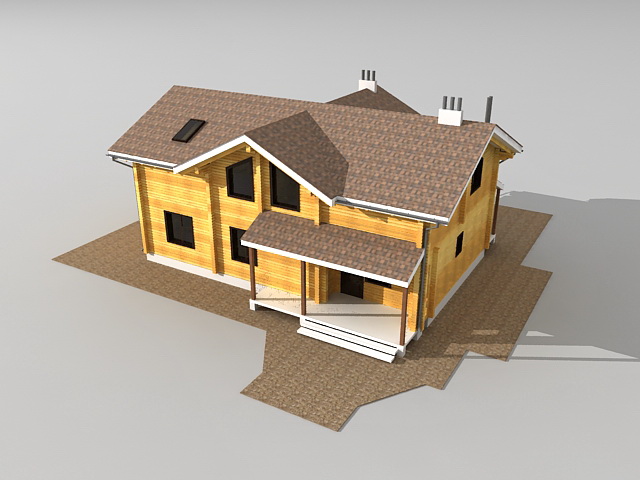 Country wooden house 3d rendering