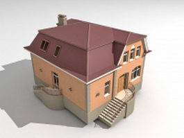 Small American house 3d model preview