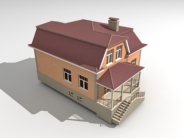 Small American house 3d rendering