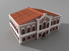 Red brick church 3d model preview
