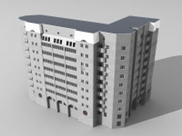 L-shape office complex 3d model preview