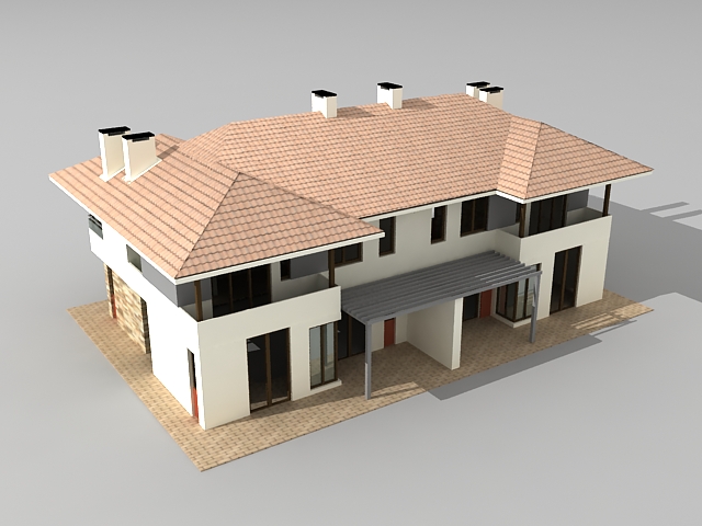 Townhouse with garage 3d rendering