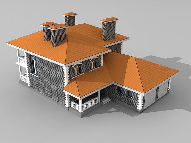 Dwelling house with garage 3d rendering