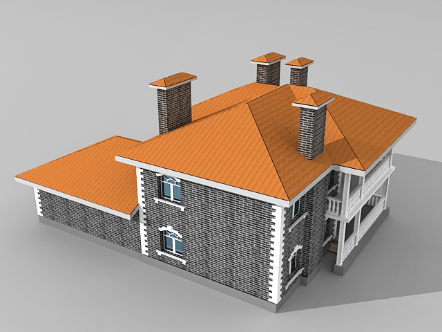 Dwelling house with garage 3d rendering