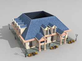 Victorian houses on street 3d preview