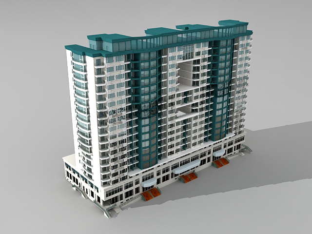 Retail apartment complex architecture 3d rendering