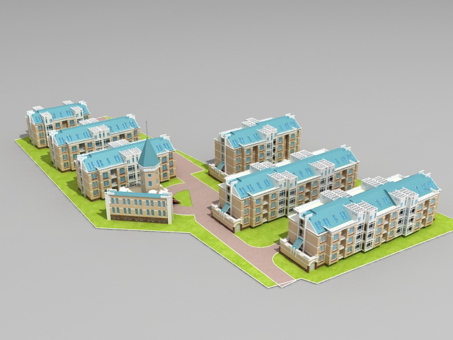 Residential community apartments 3d rendering