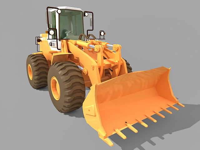 Wheel loader equipment 3d rendering