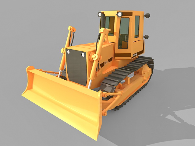 Tracked bulldozer 3d rendering