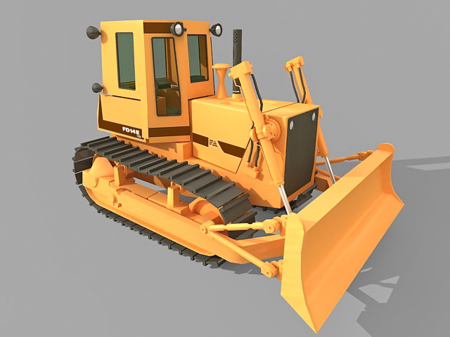 Tracked bulldozer 3d rendering