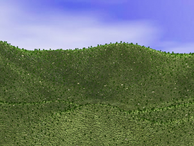 Hill and valley landforms 3d rendering