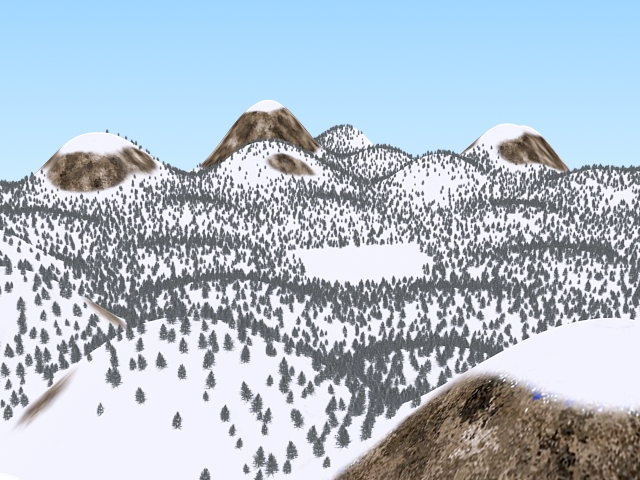 Snow covered hill 3d rendering