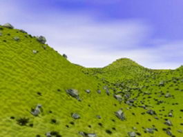 Green hills and mountains 3d model preview