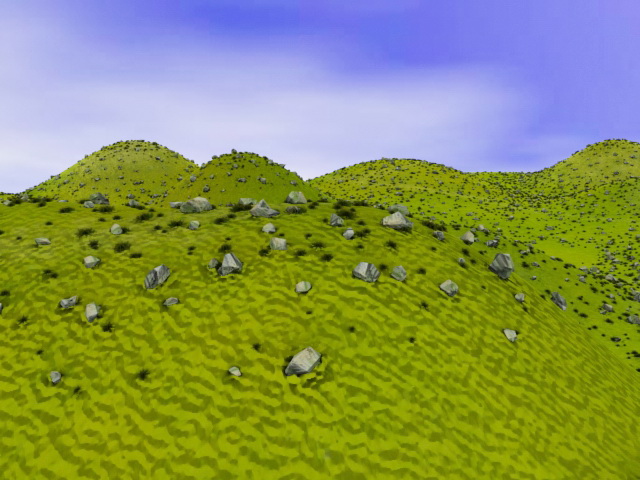 Green hills and mountains 3d rendering