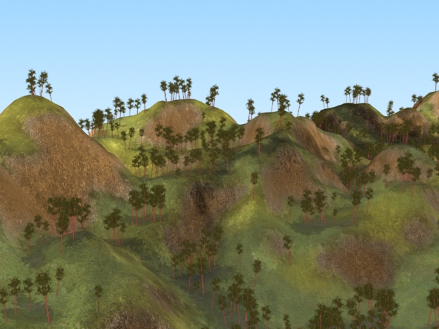 Pine tree hill 3d rendering